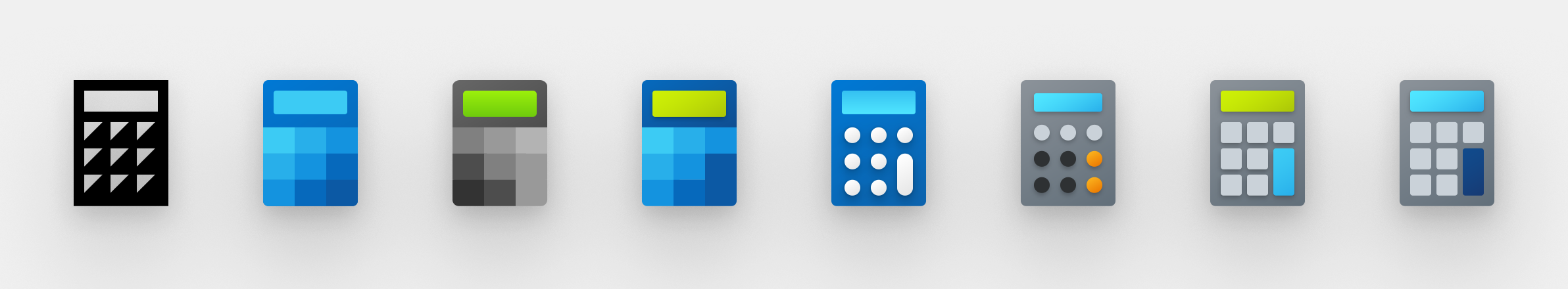 Ocho iteraciones en fila del icono de calculadora