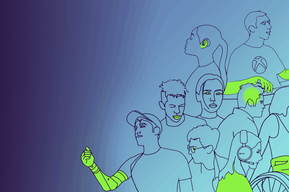Ilustración de gamers de la comunidad de discapacidad