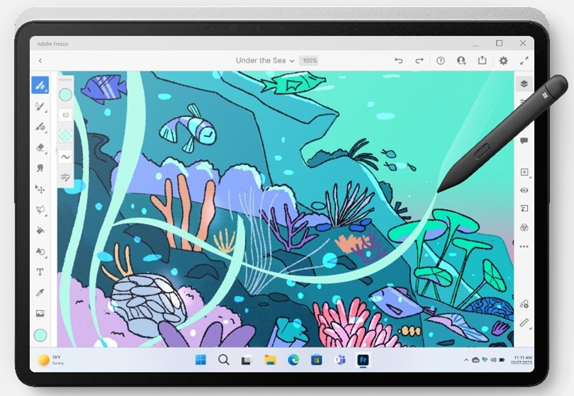 Acercamiento a un dispositivo Microsoft Surface
