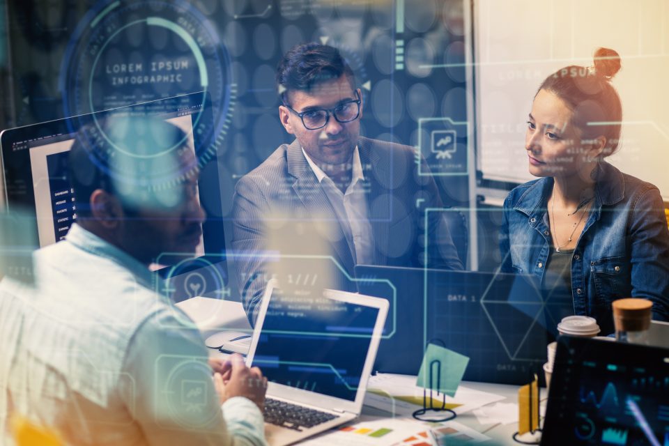 Ilustración de personas en una oficina