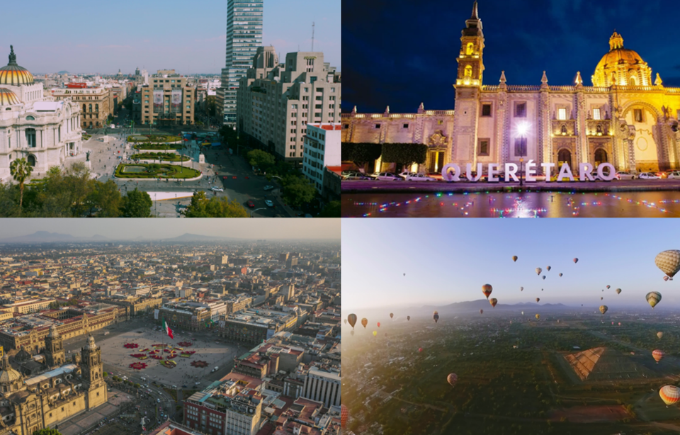 Imágenes de panorámicas de Ciudad de México y Querétaro