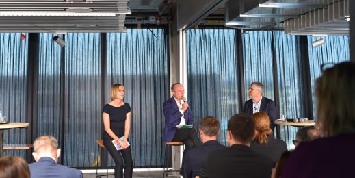 Ladina Caduff, Stefan Pabst, and Marc Holitscher Presenting the Innovate Switzerland Community.