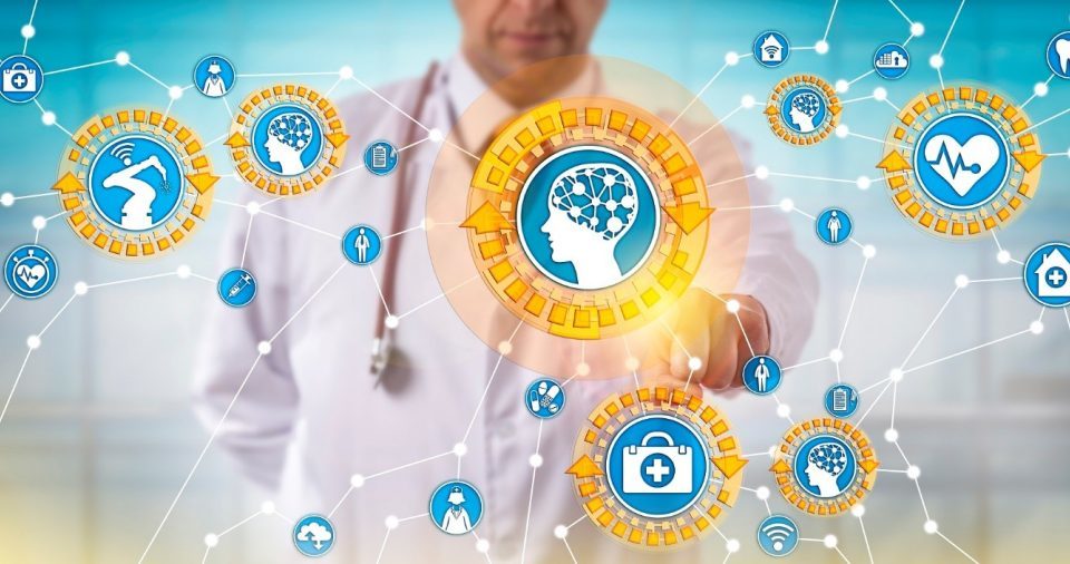 Ilustração sobre foto de médico.