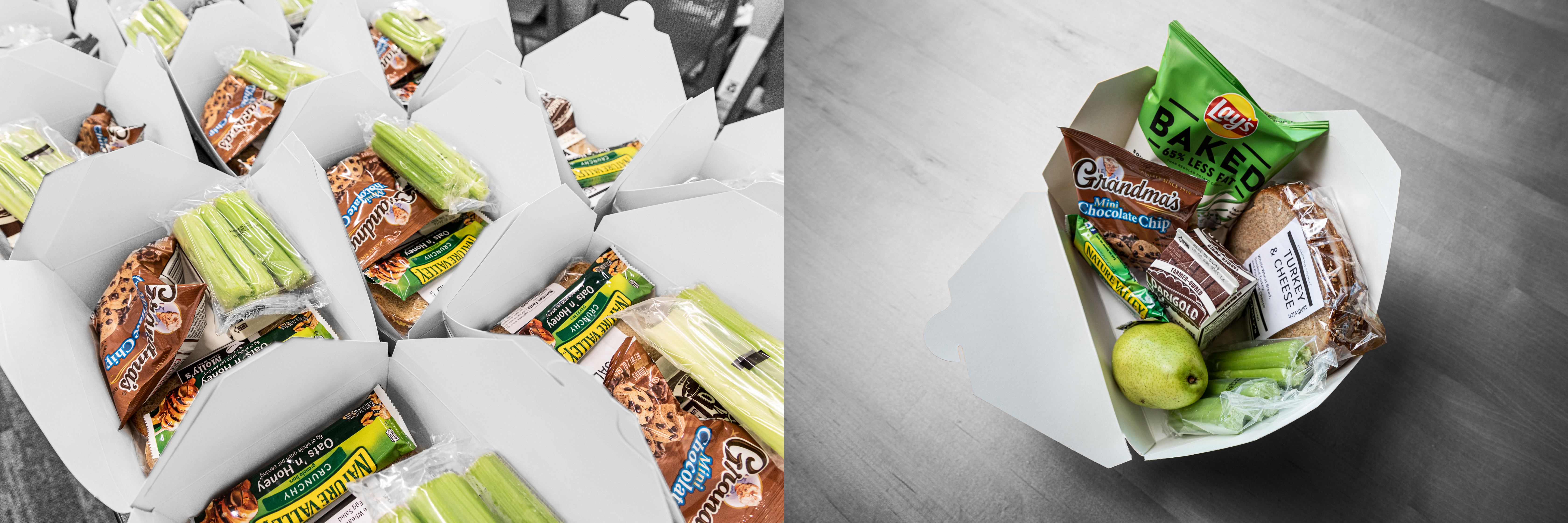 Os almoços são cuidadosamente elaborados com um equilíbrio nutritivo em mente.