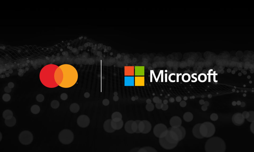 logos mastercard e microsoft em fundo preto