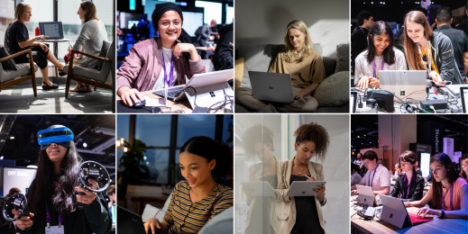 mosaico de fotos de mulheres trabalhando