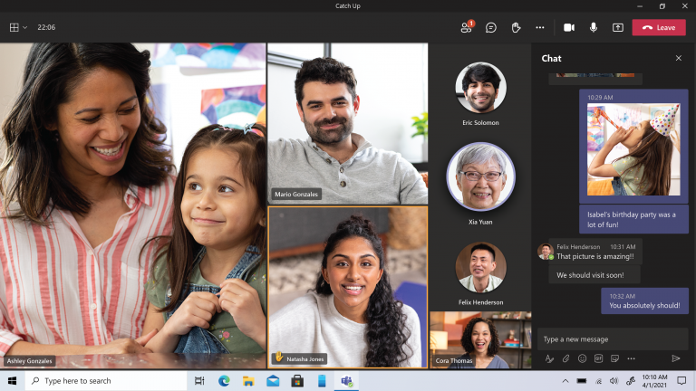famíla reunida no teams