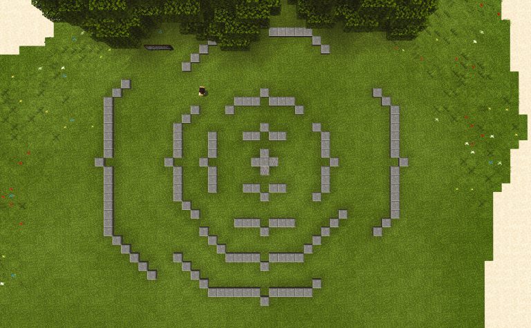 escultura de cima no formato minecrft