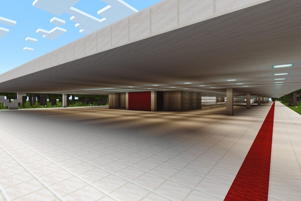 lado de fora do mam feito no minecraft