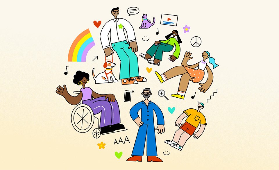 ilustra;'ao pessoas e diversidade