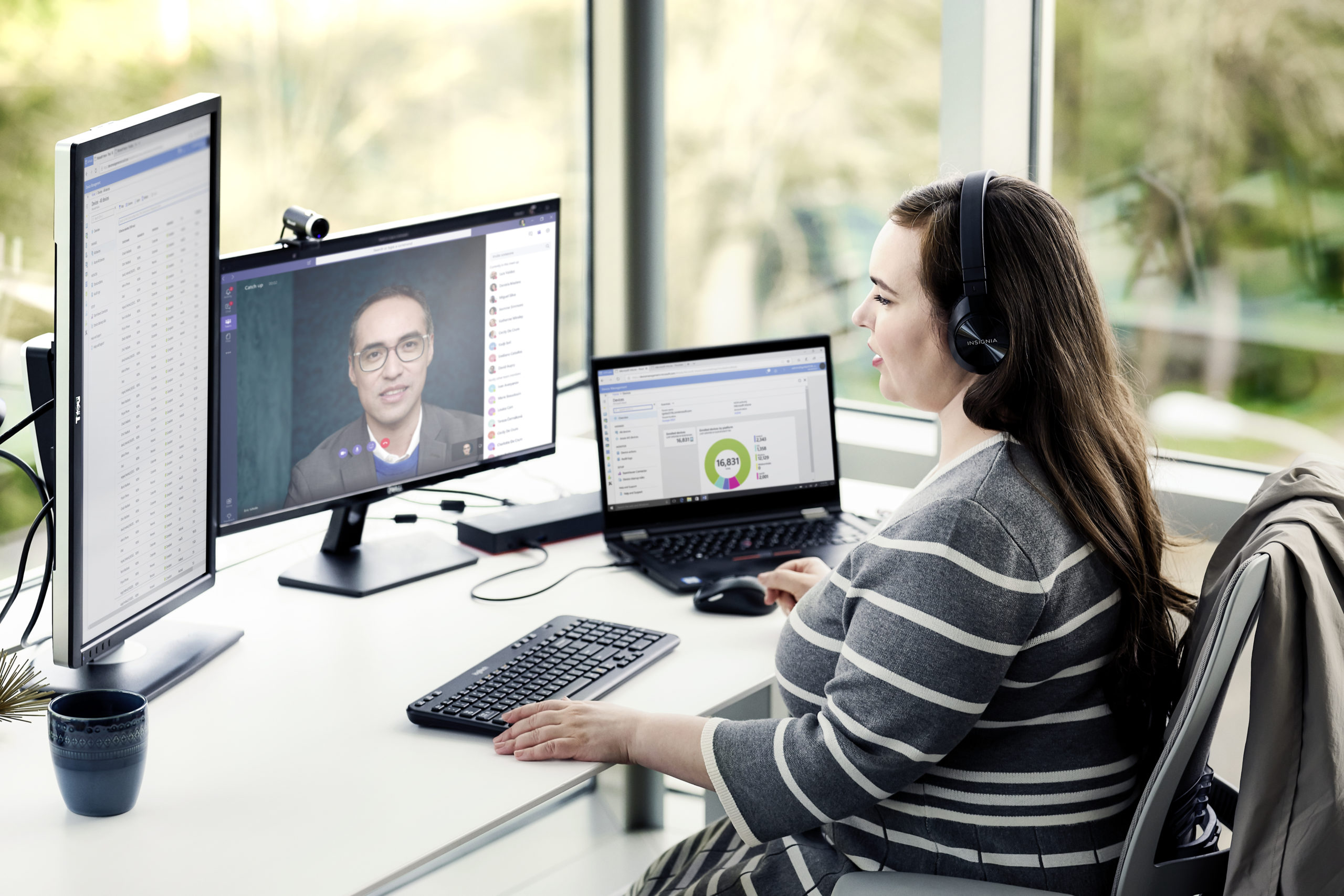 Female working from home office