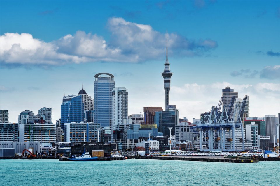 skyline of Auckland with city central business district at the noon