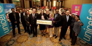 Representatives of both Microsoft Malaysia, UNICEF, and the United Nations at the #WeSpeakCode event