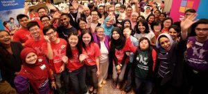 Ms. Wivina Belmonte, UNICEF Representative, Malaysia (center) flanked by UNICEF Executive Board delegation, Microsoft Malaysia representatives, #WeSpeakCode volunteers and parents of participants