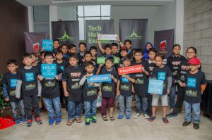 Hour of Code with children at Cyberview