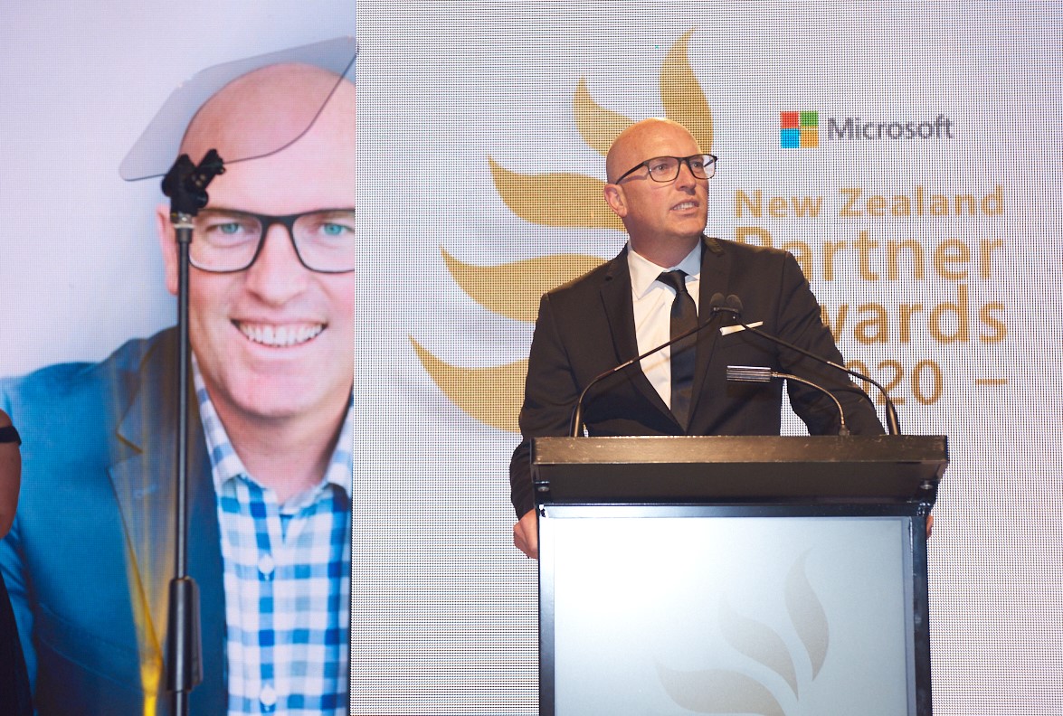 Matt Bostwick speaking at the 2020 Partner Awards