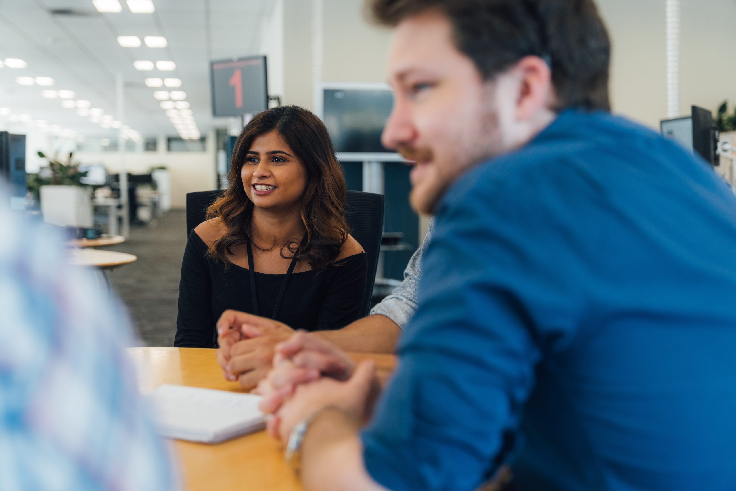 Man and woman having conversation
