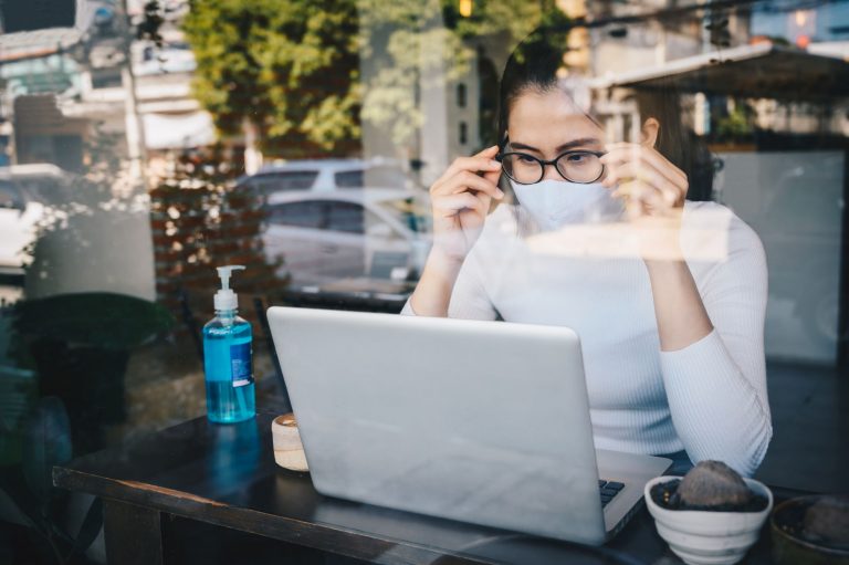 woman working on a laptop