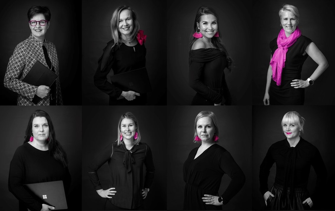 Kuvassa on joukko #SurfaceTheWomen-kampanjaan osallistuneita ihmisiä.