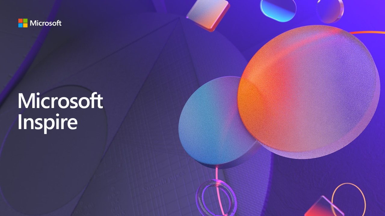 Microsoft Inspire logo with rounded shapes and shades of purple