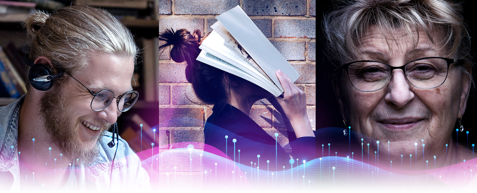 collage of people smiling