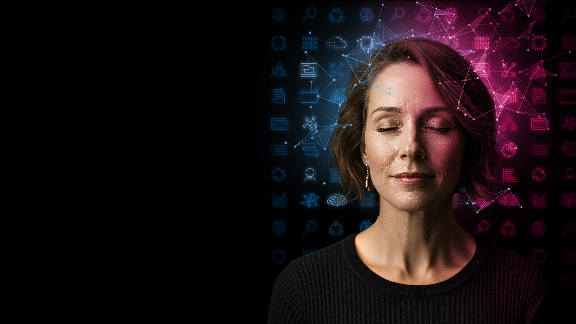 A woman eyes closed.
