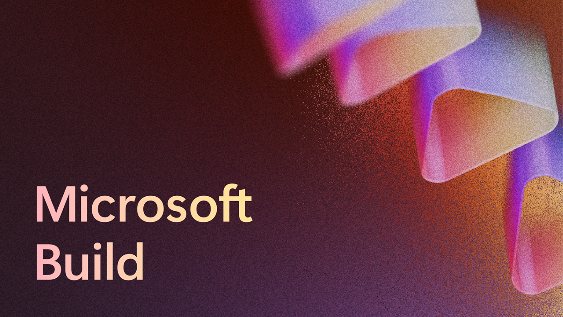 Tumma kuvituskuva, jossa yläkulmassa kolmioita ja alakulmassa teksti: "Microsoft Build".
