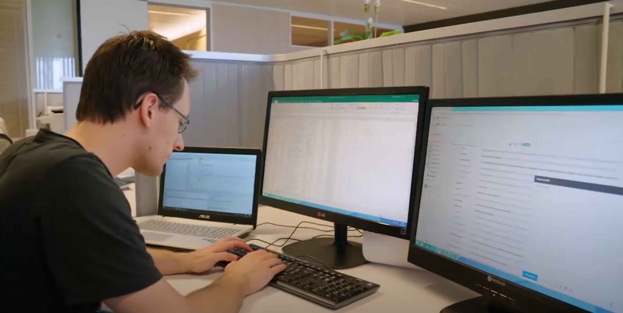 man working on computer