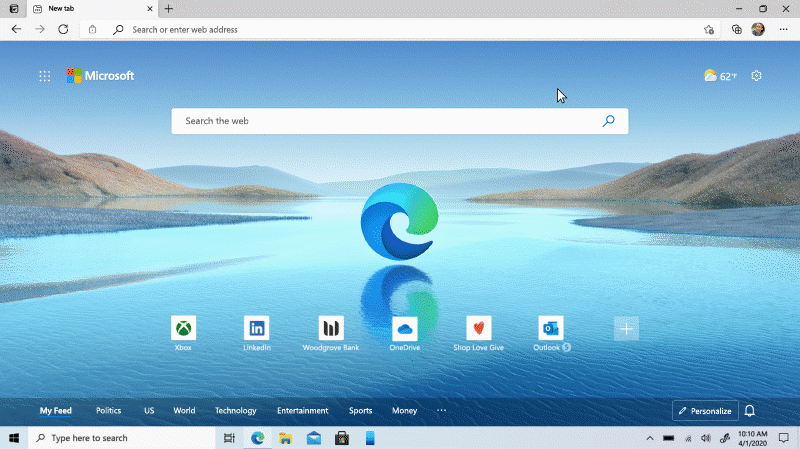 An animated GIF showing how to enable kids mode in microsoft edge