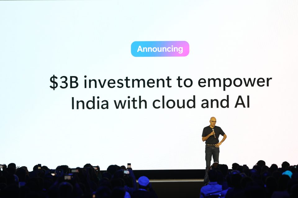 Person on stage at Microsoft Event