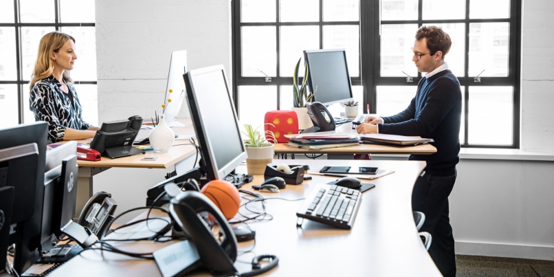 people working in an office