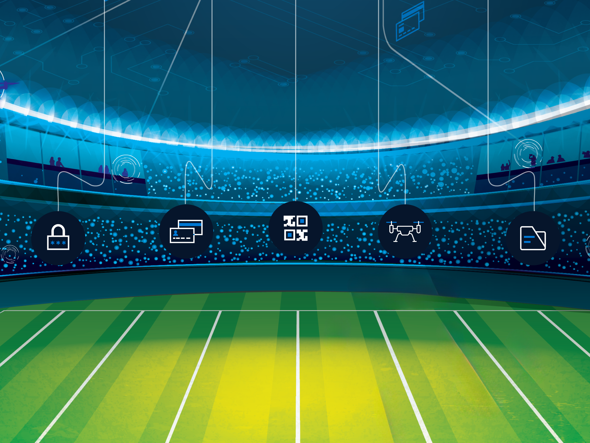 An illustration of cybersecurity at sporting events