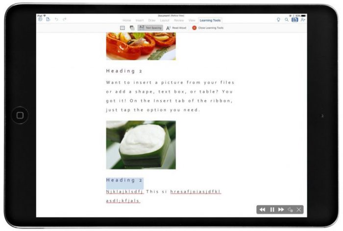 Средства обучения в Word на iPad
