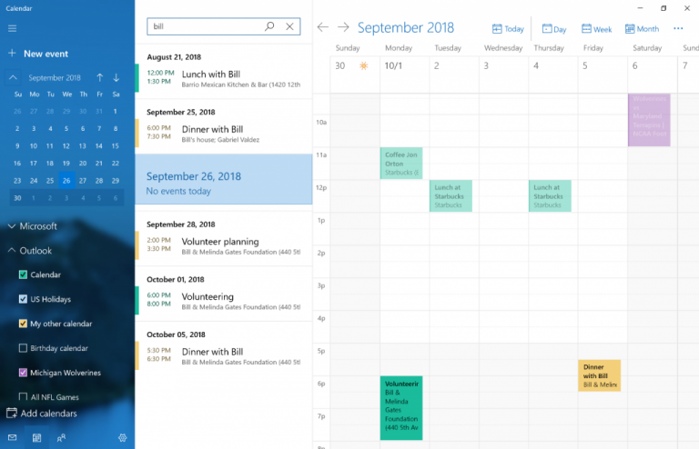 Поиск в календаре