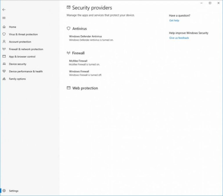 Новая страница под названием Security providers