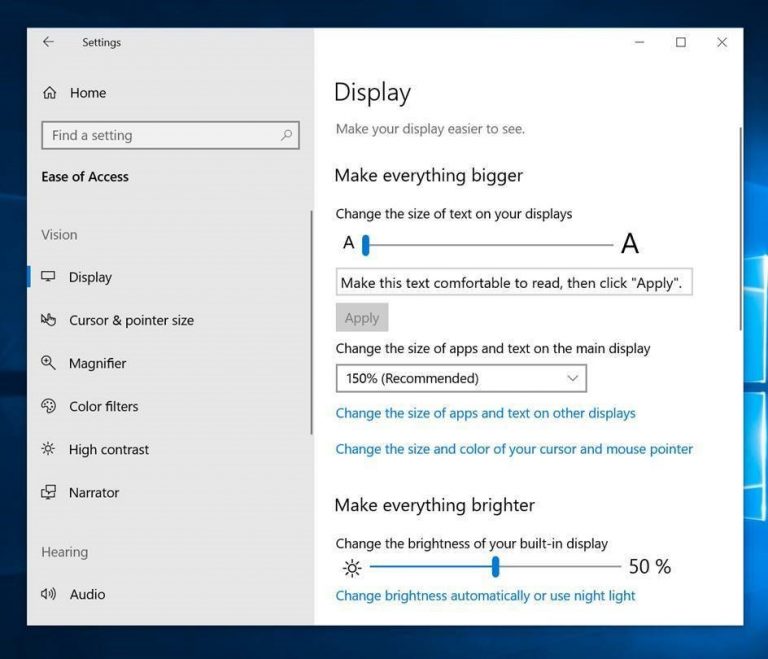 Скриншот настроек функции Сделайте текст крупнее