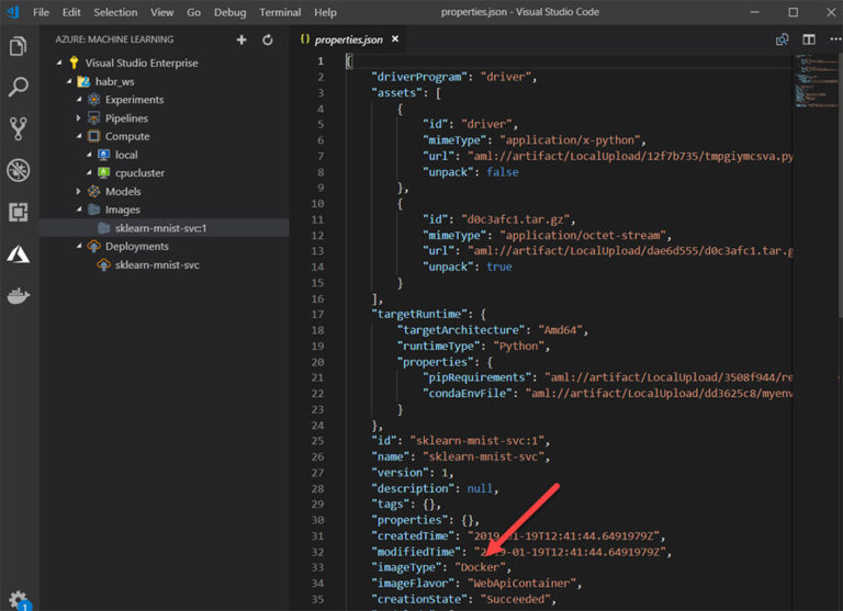 скриншот для иллюстрации работы с Azure Machine Learning Service