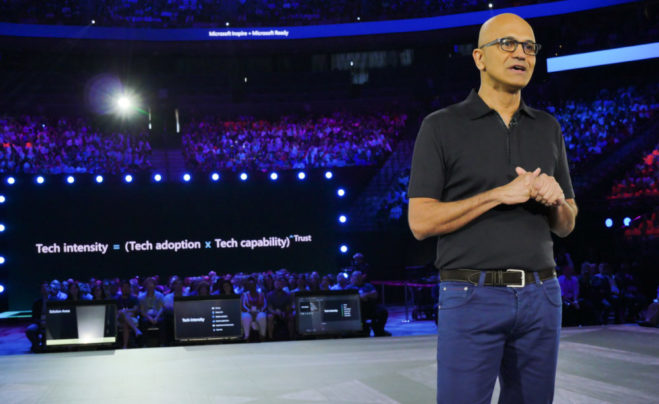 Сатья Наделла, глава Microsoft, на конференции Inspire 2019