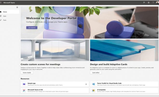 Домашняя страница портала Microsoft Teams Developer Portal