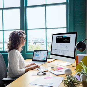 woman working at desk