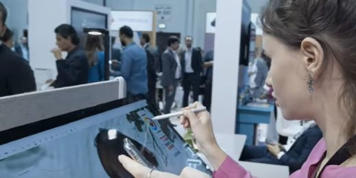 Young lady using pen on Surface