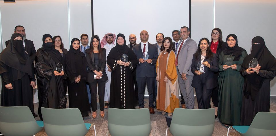 Lana Khalaf with Showcase Schools Representatives during the award ceremony.