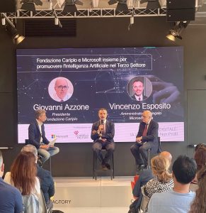 Vincenzo Esposito, Amministratore Delegato di Microsoft Italia e Giovanni Azzone Presidente di Fondazione Cariplo