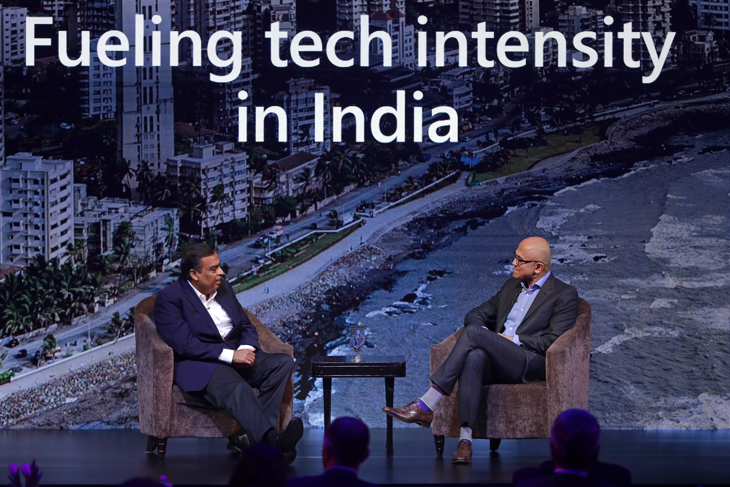 Mukesh Ambani and Satya Nadella