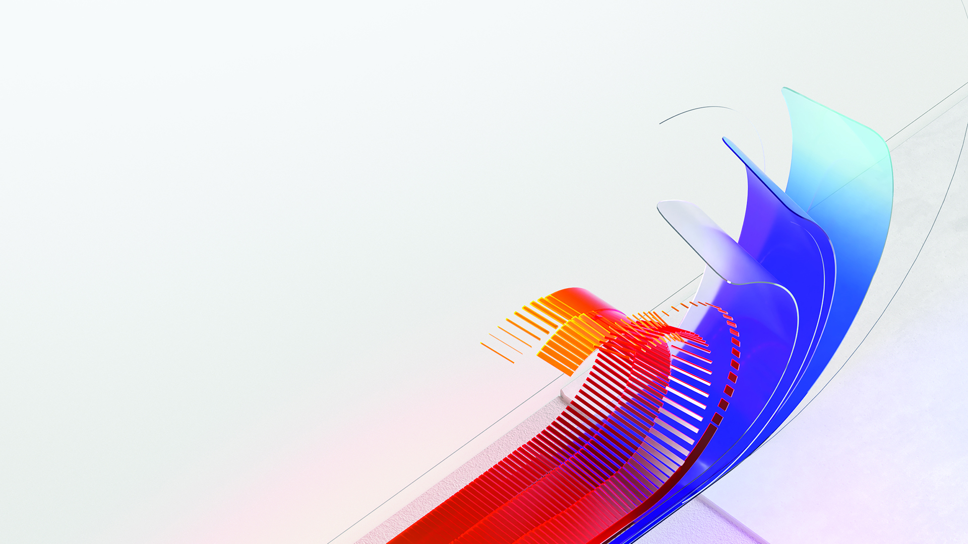 A graphic of a multi-color, multi-layer ribbon unfurling on a white background