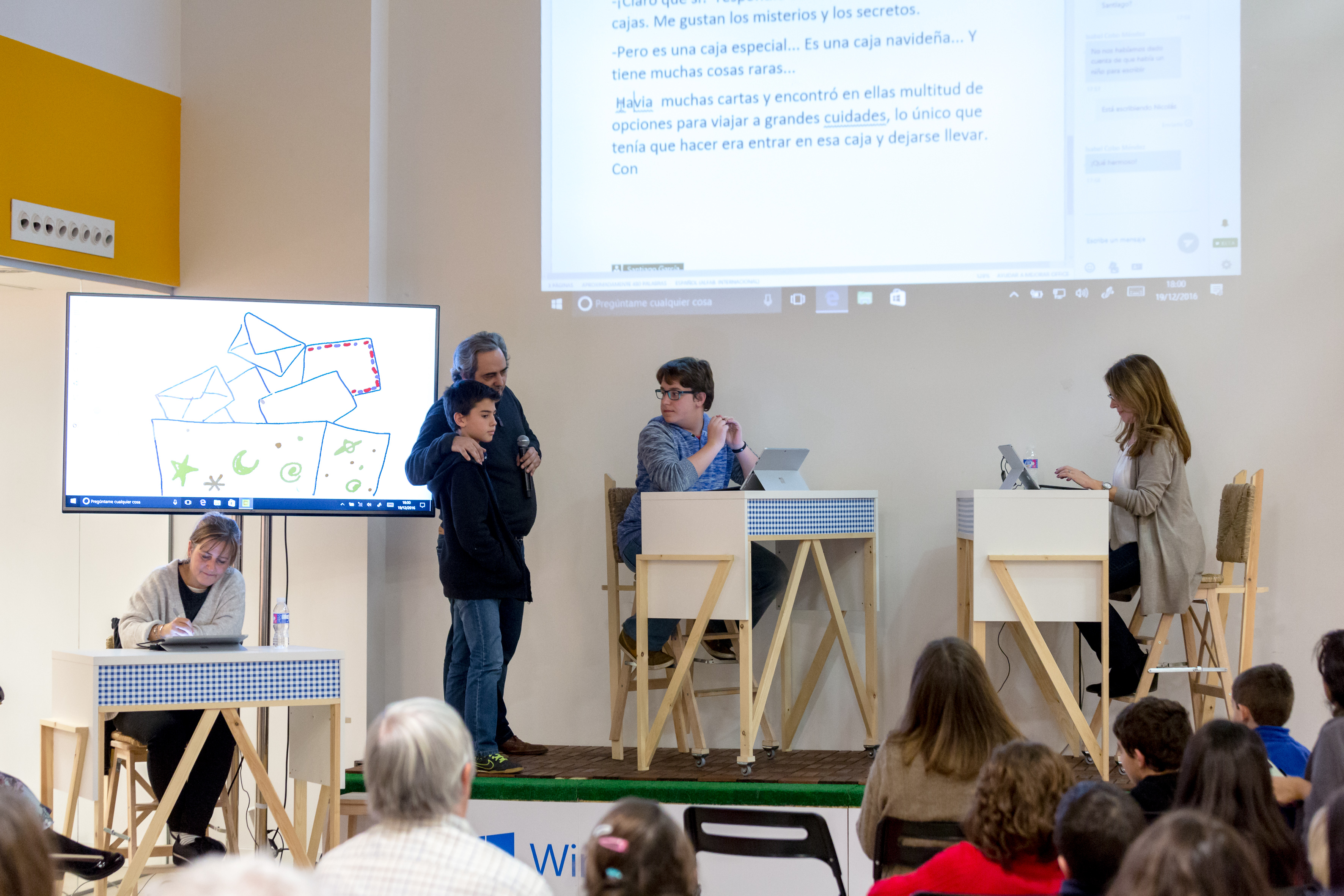 Escritura del cuento colaborativo de Microsoft en Office Jam