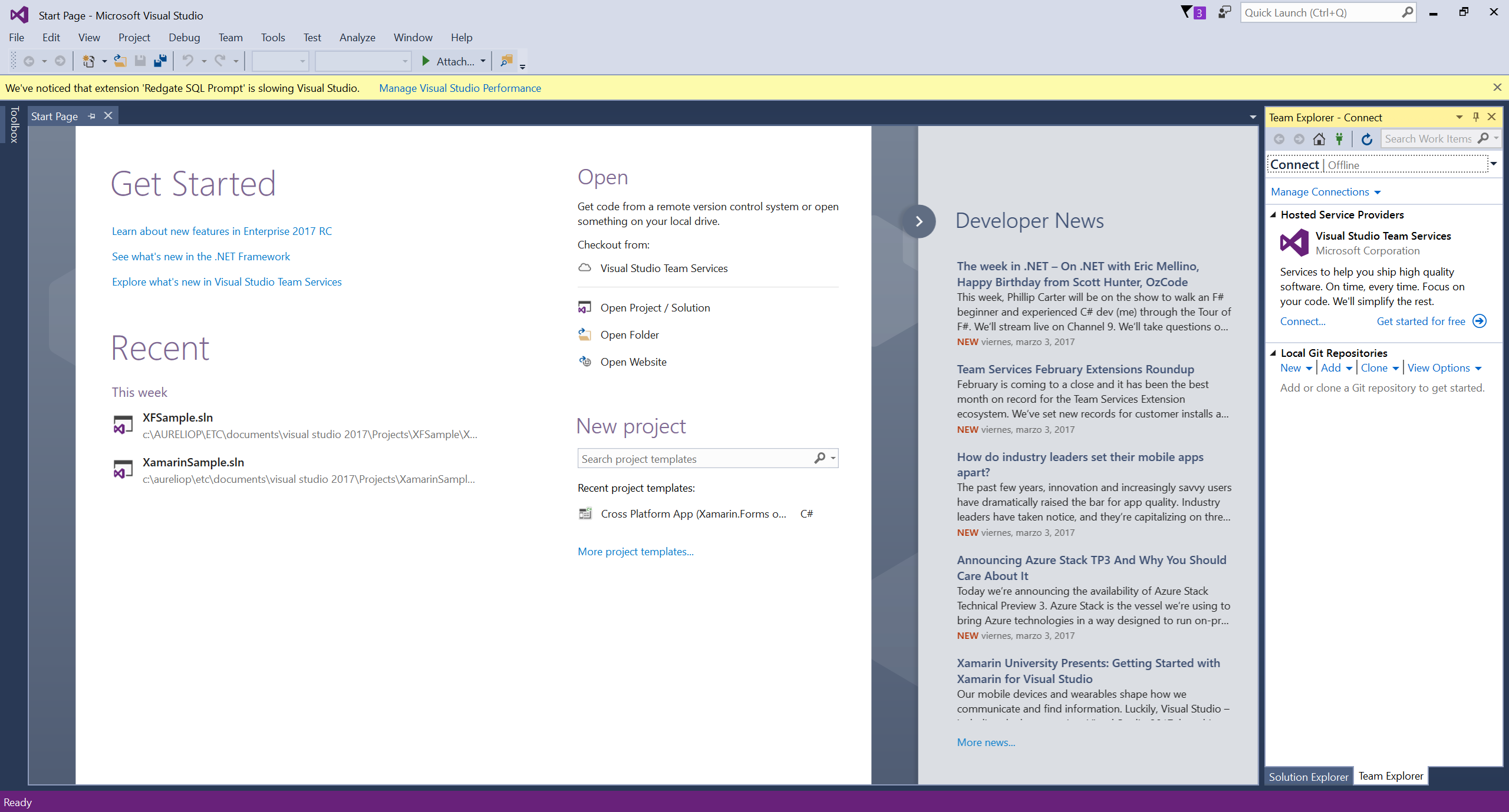 Interfaz de Visual Studio