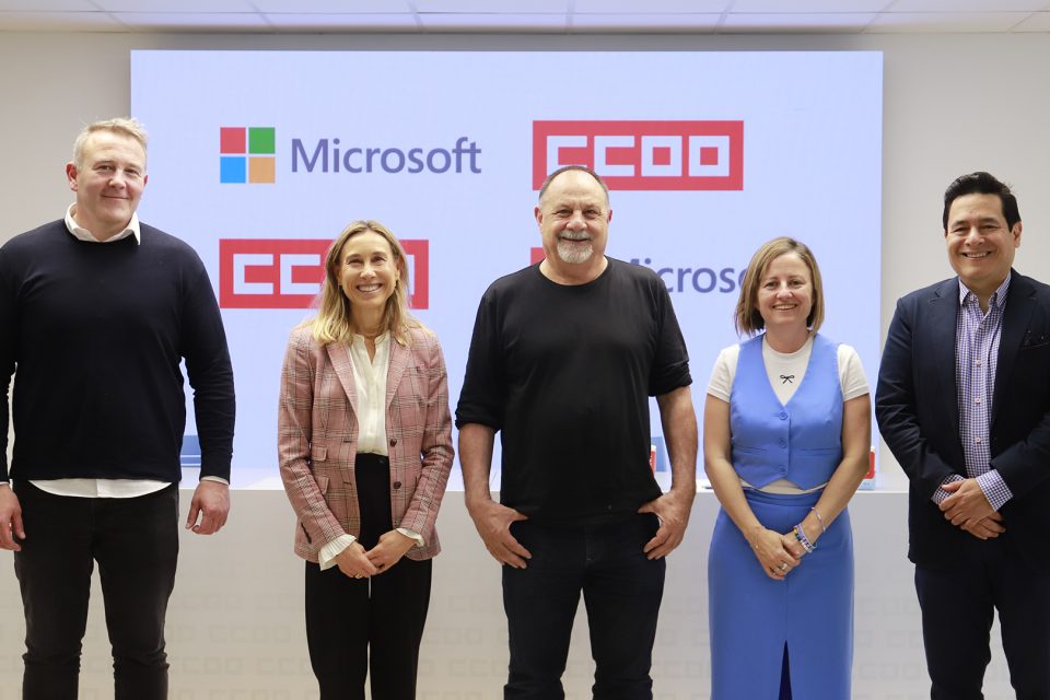 Firma acuerdo colaboración Microsoft, CCOO y Founderz