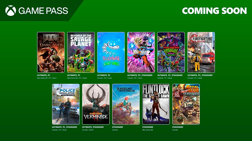Próximamente en Xbox Game Pass: DOOM: The Dark Ages, Revenge of the Savage Planet, Dragonball Xenoverse 2 y mucho más