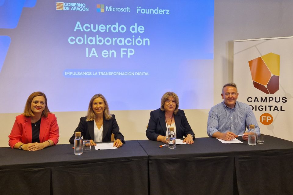 Firma colaboración Gobierno de Aragón-Educación-FP-Microsoft y Founderz